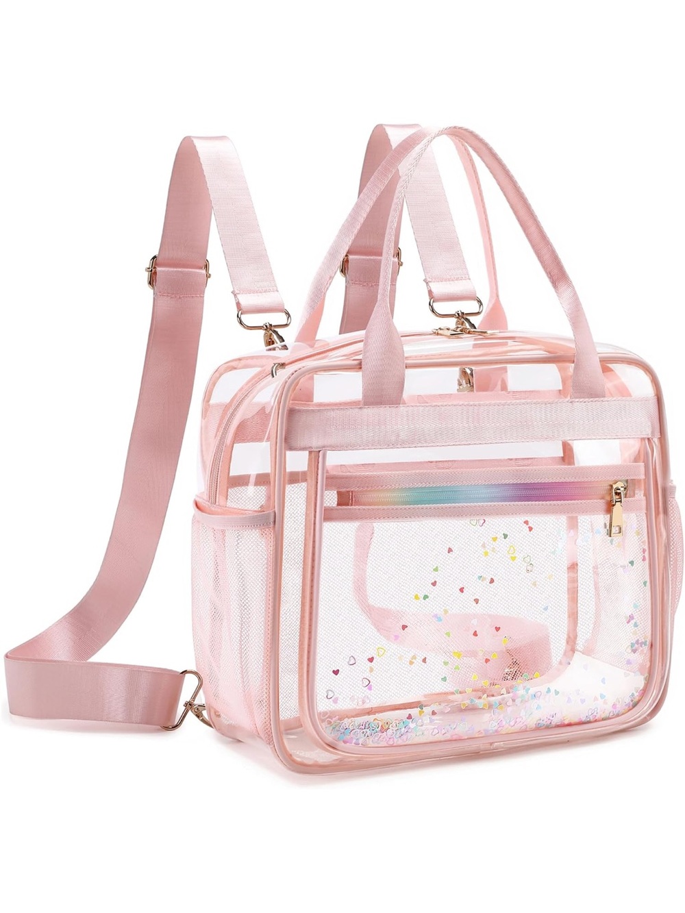 Pink Clear Stadium Backpack/Crossbody Tote